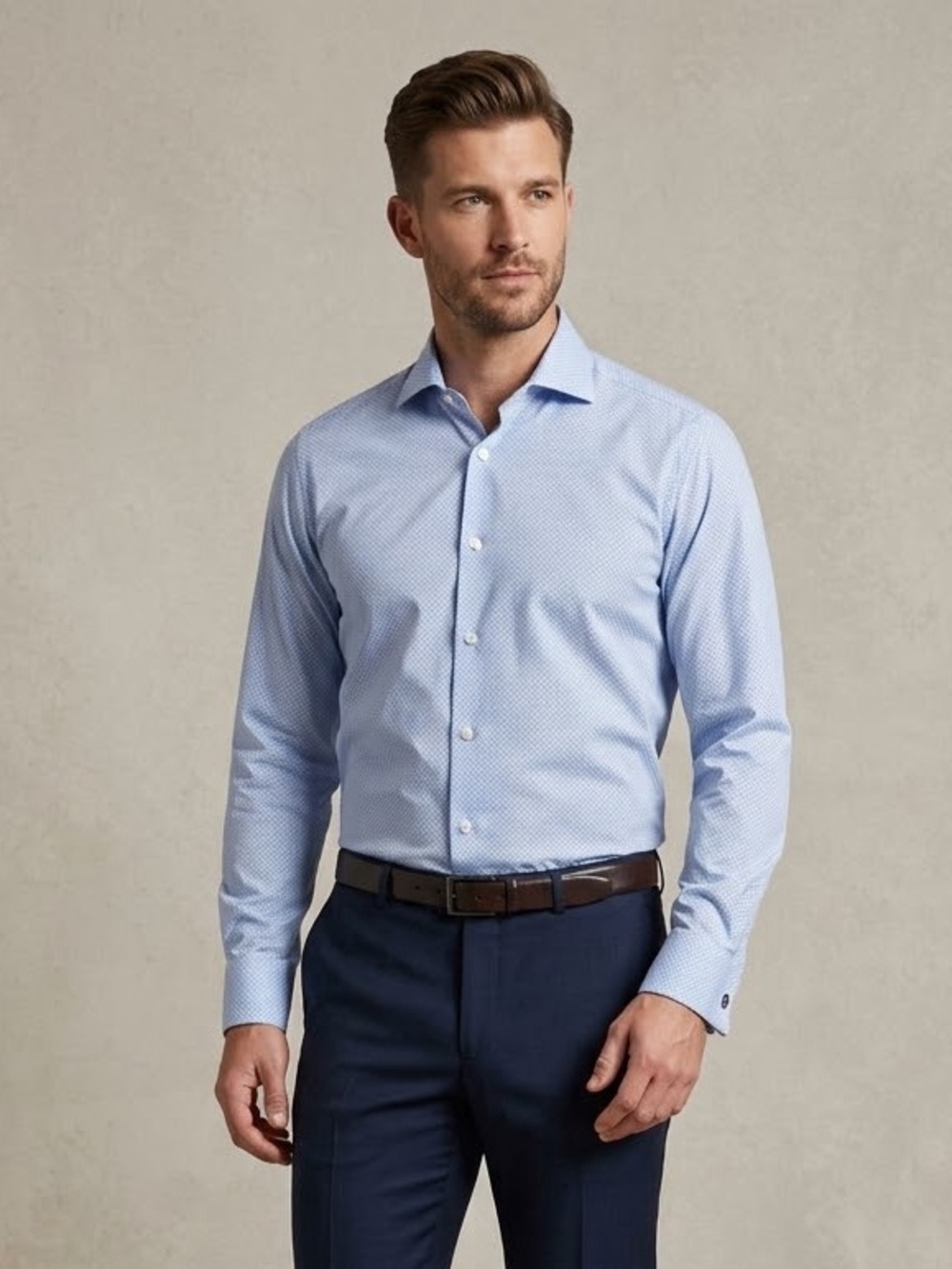 Bugatchi Light Blue Micro-Pattern Dress Shirt